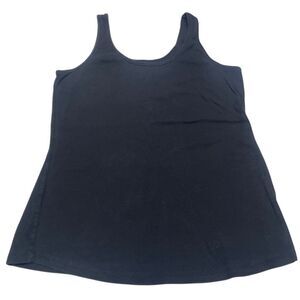 Lane Bryant Black Ribbed Knit Double Scoop Neck Tank